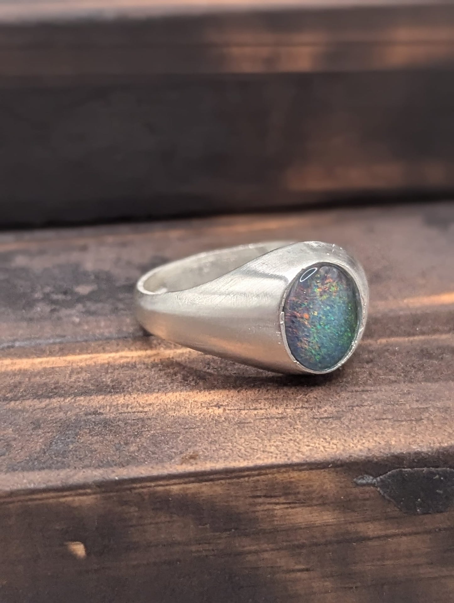 Opal Dress Ring 10 x 8mm Sterling Silver