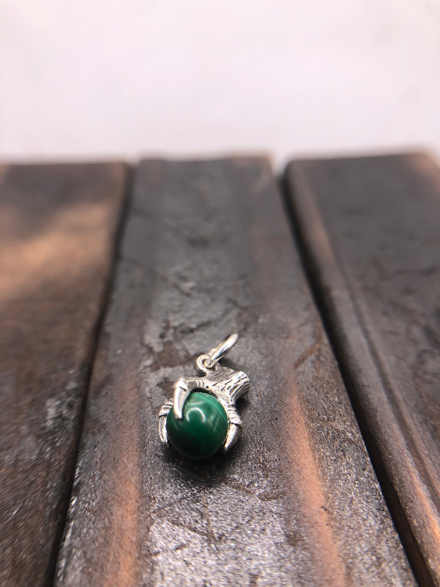 Silver Claw Talon pendant Natural Malachite