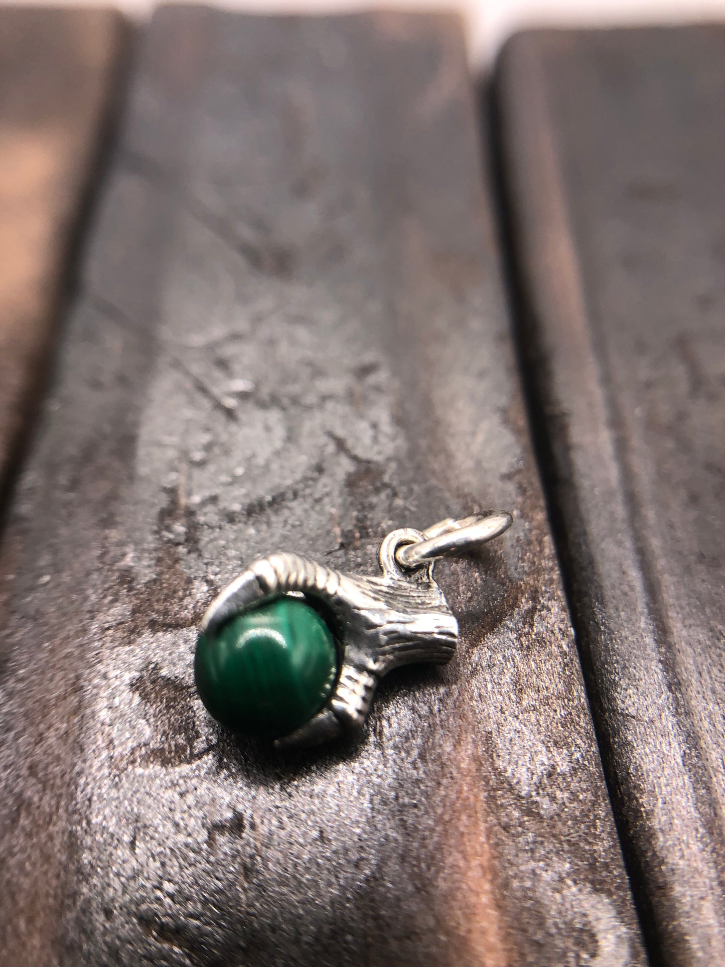 Silver Claw Talon pendant Natural Malachite