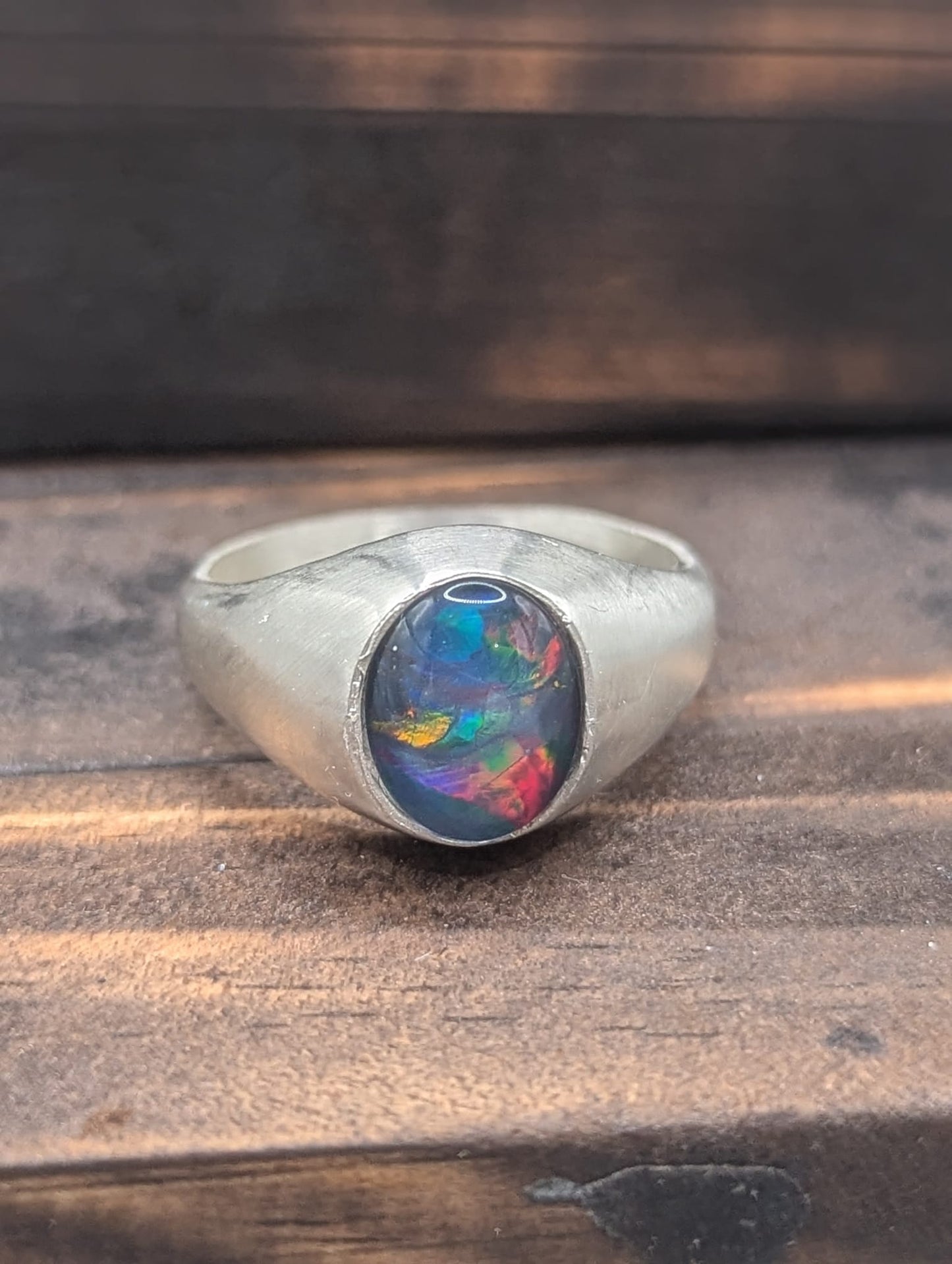 Opal Dress Ring 10 x 8mm Sterling Silver