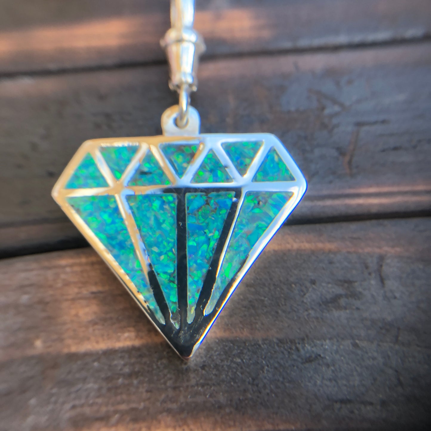 Opal Dust  Diamond silhouette Pendant