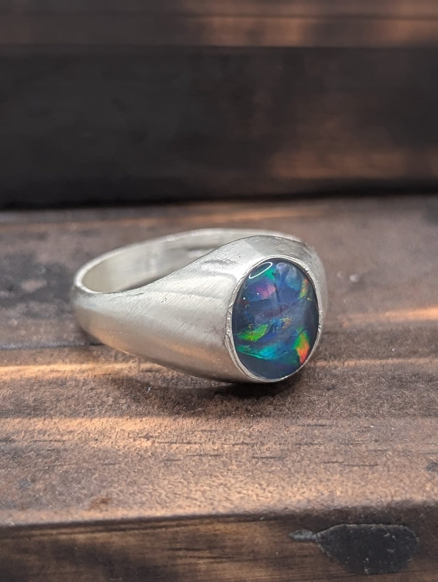 Opal Dress Ring 10 x 8mm Sterling Silver