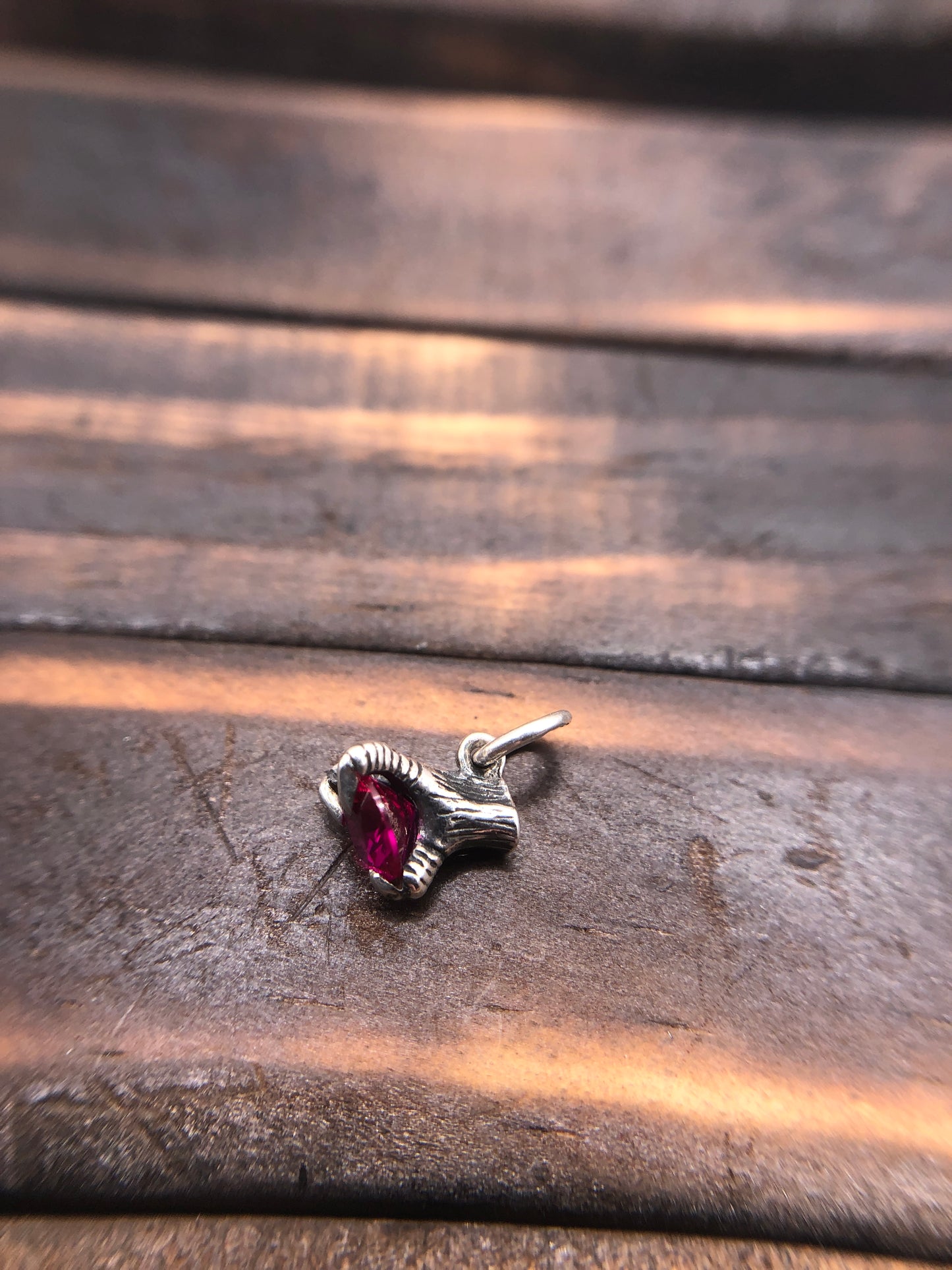 Silver Claw Talon pendant Synthetic Ruby