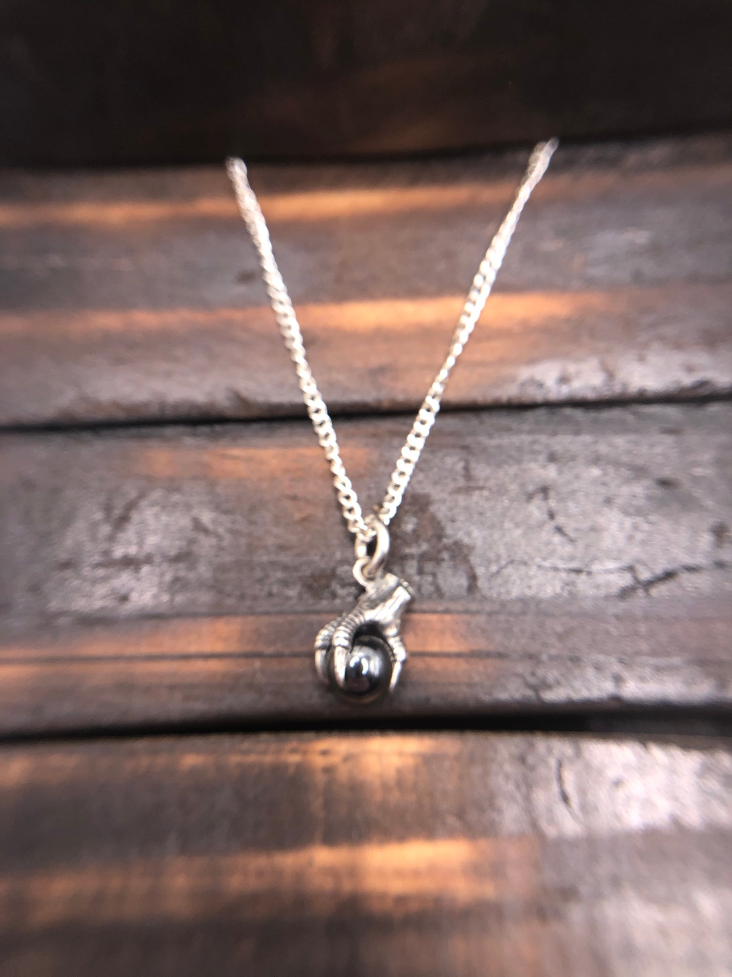 Silver Claw Talon pendant Hematite