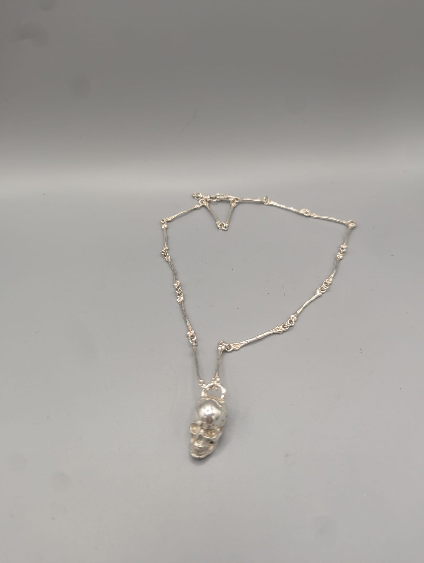 Hand Made Sterling Silver Bone Chain with Skull