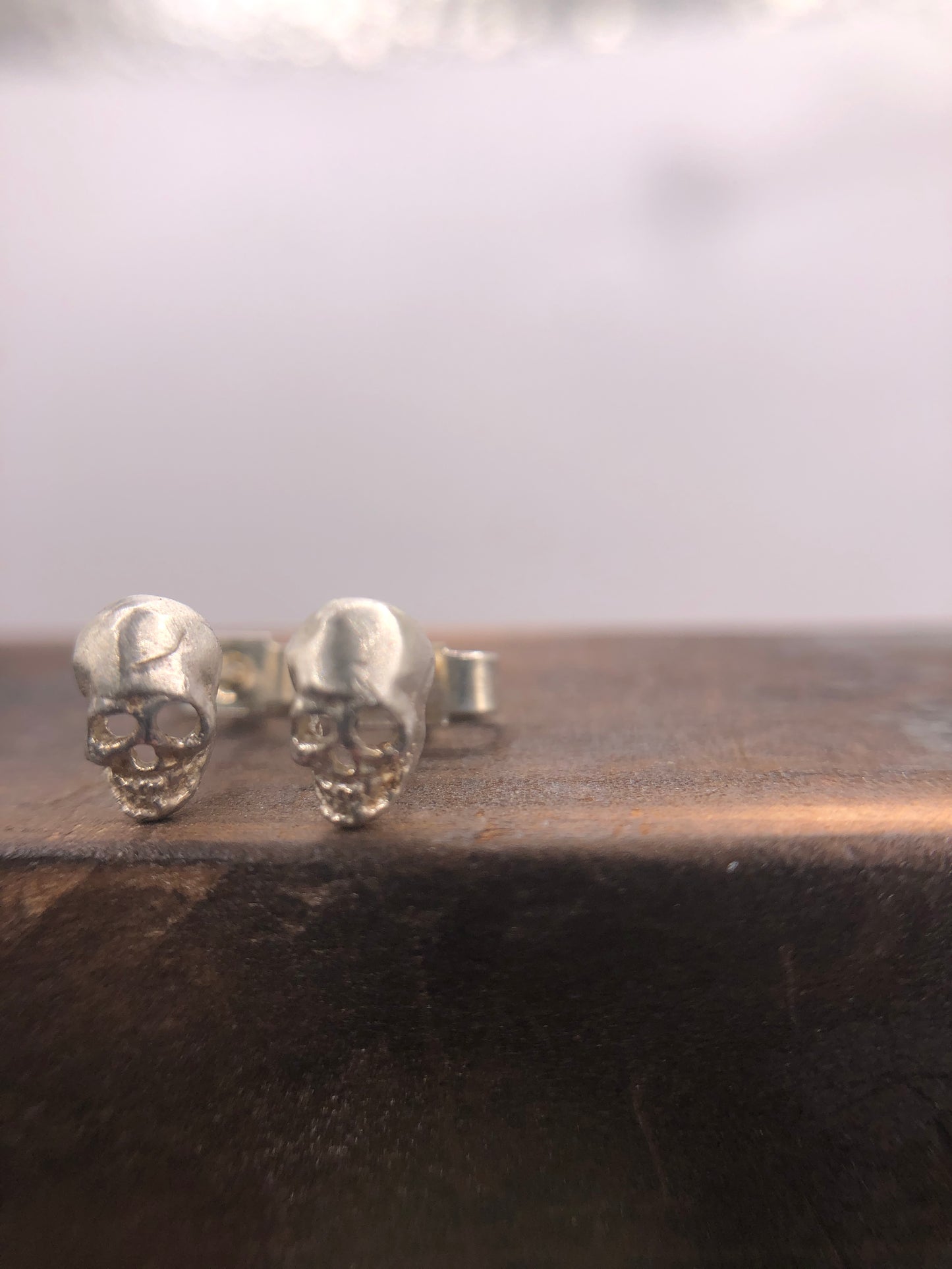 Tiny Skull Earrings Sterling Silver