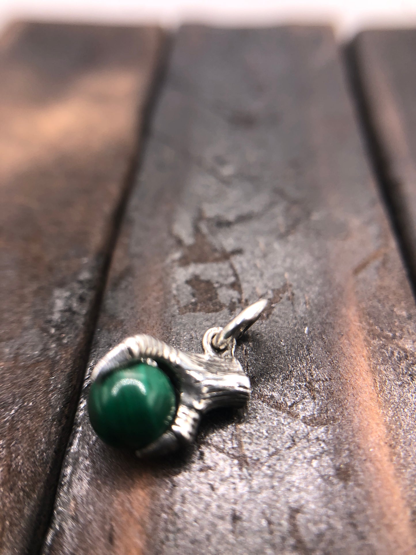 Silver Claw Talon pendant Natural Malachite