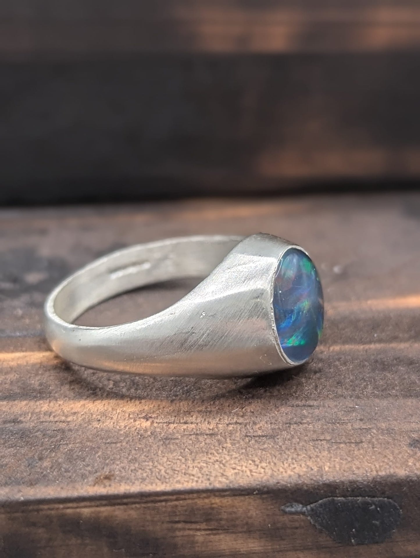 Opal Dress Ring 10 x 8mm Sterling Silver