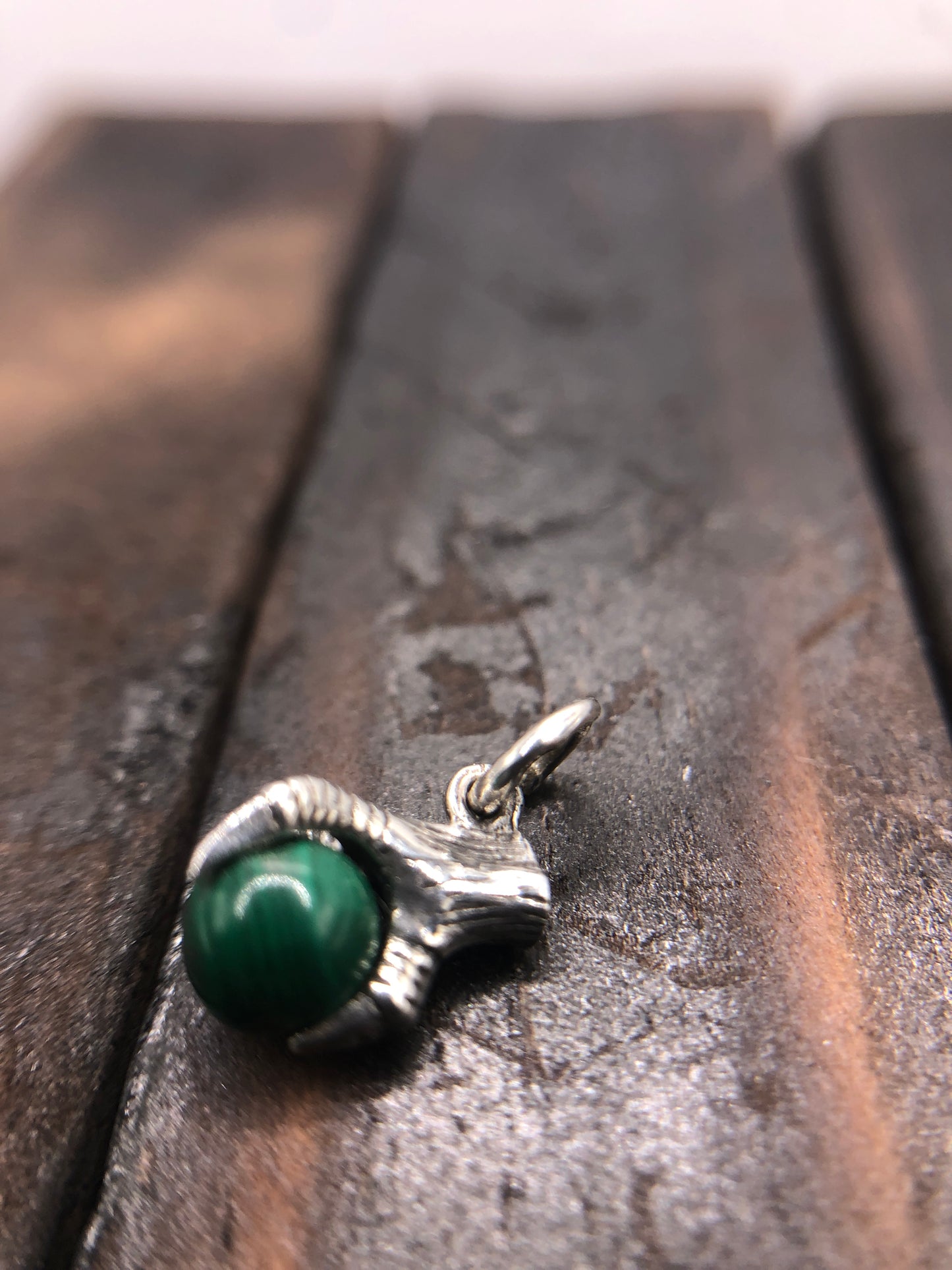 Silver Claw Talon pendant Natural Malachite