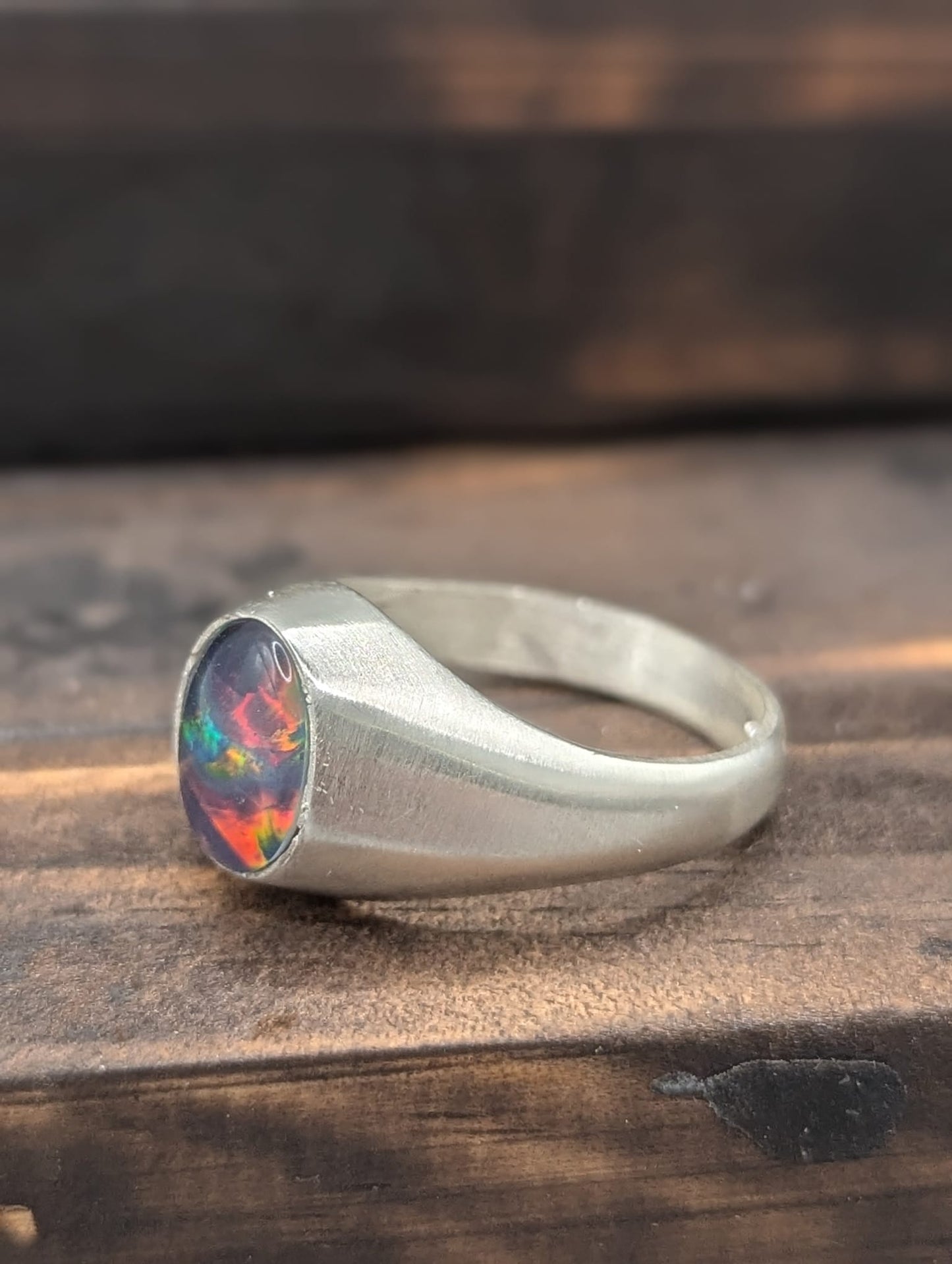 Opal Dress Ring 10 x 8mm Sterling Silver