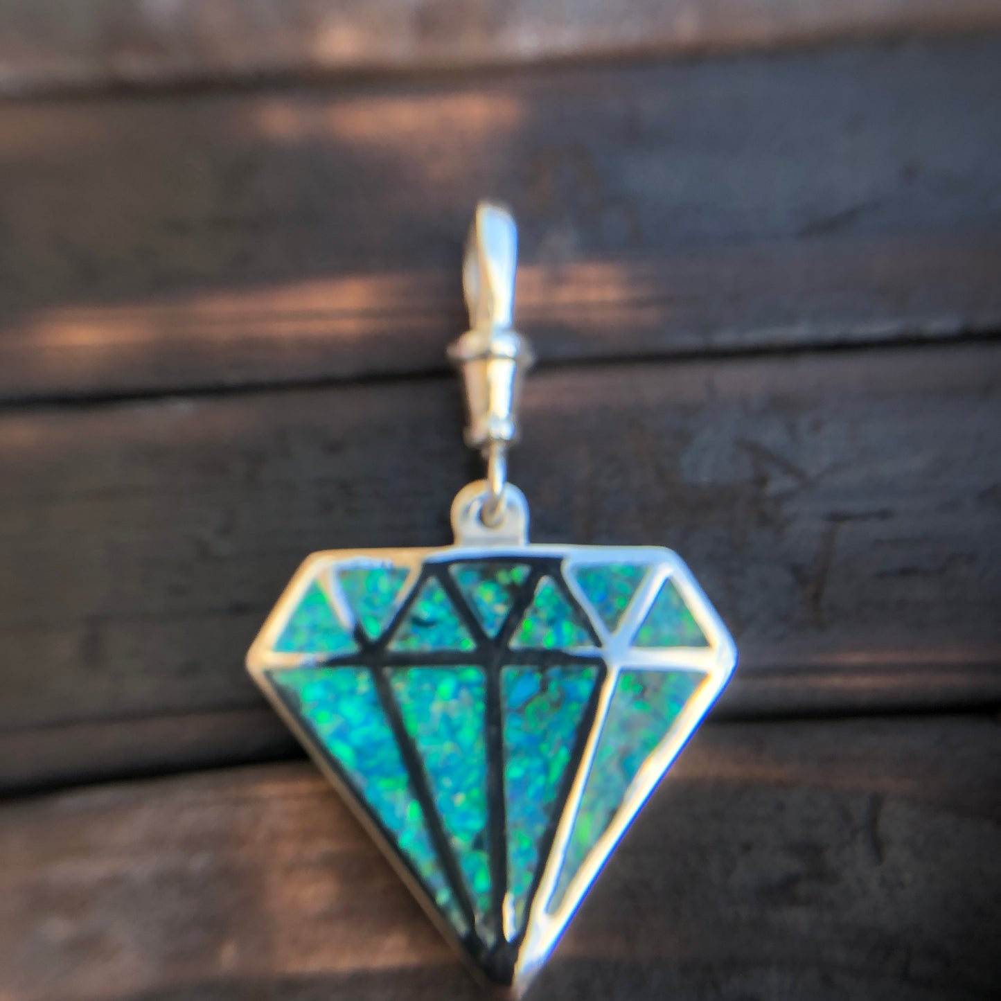 Opal Dust  Diamond silhouette Pendant