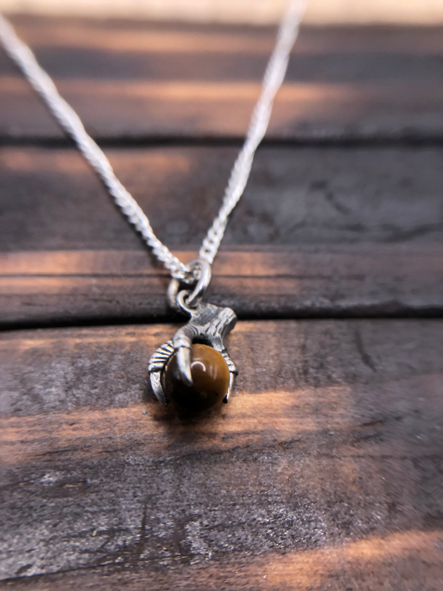 Silver Claw Talon pendant Natural Tigers Eye