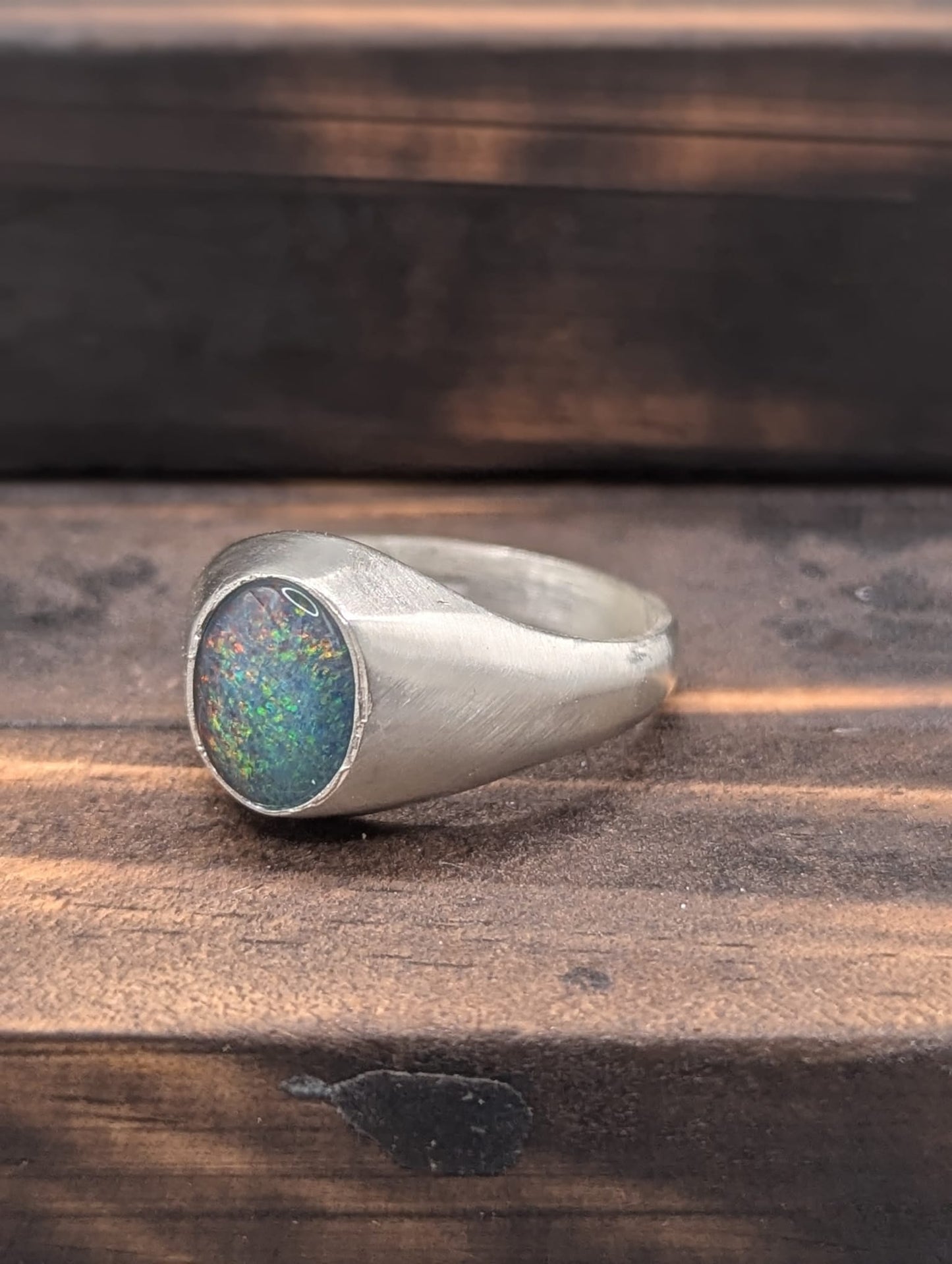 Opal Dress Ring 10 x 8mm Sterling Silver