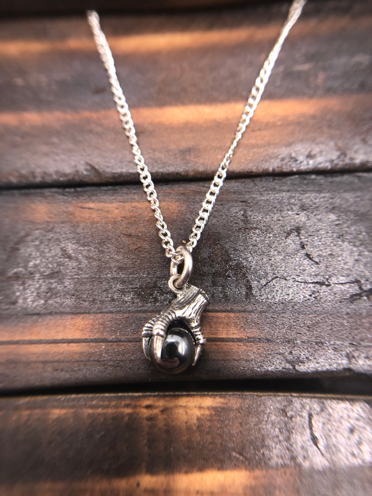 Silver Claw Talon pendant Hematite