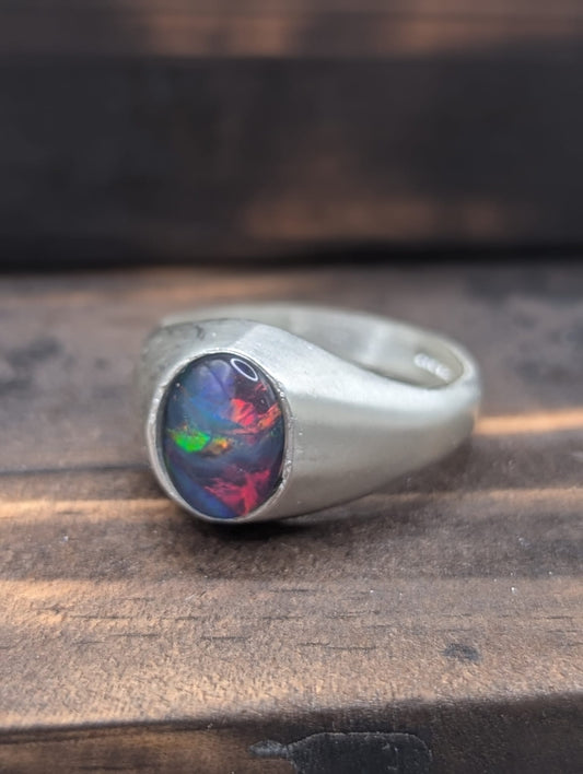 Opal Dress Ring 10 x 8mm Sterling Silver