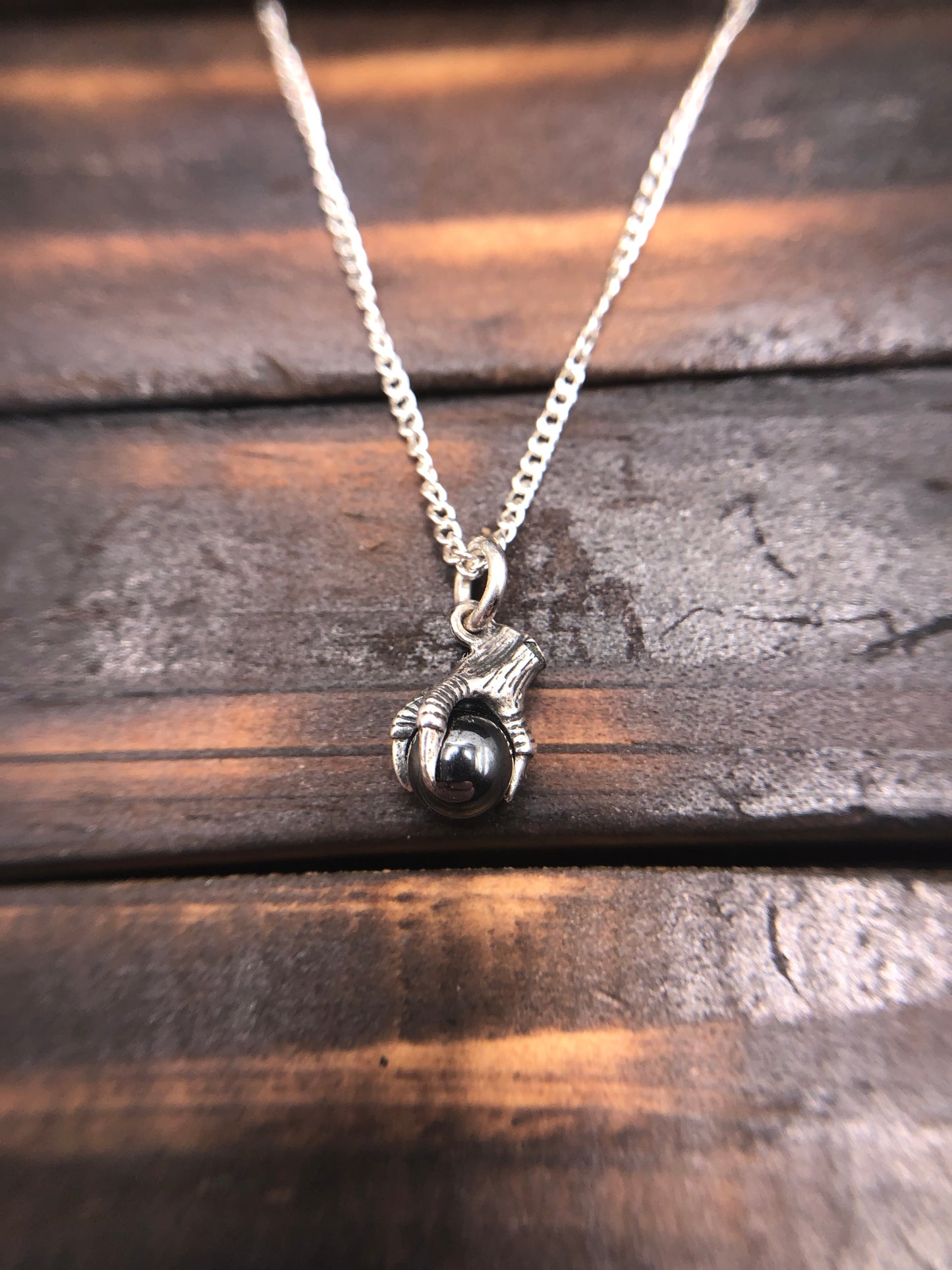 Silver Claw Talon pendant Hematite