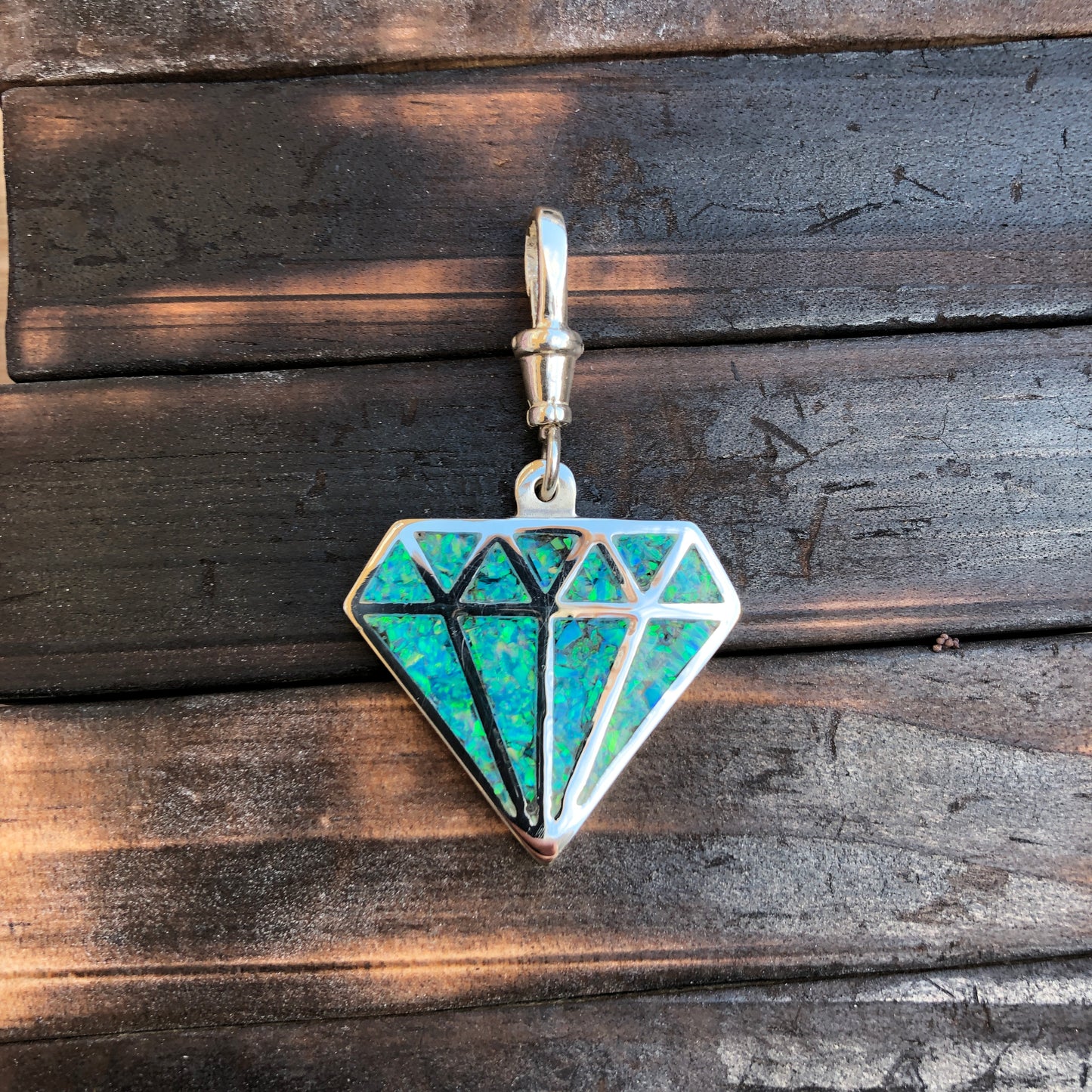 Opal Dust  Diamond silhouette Pendant