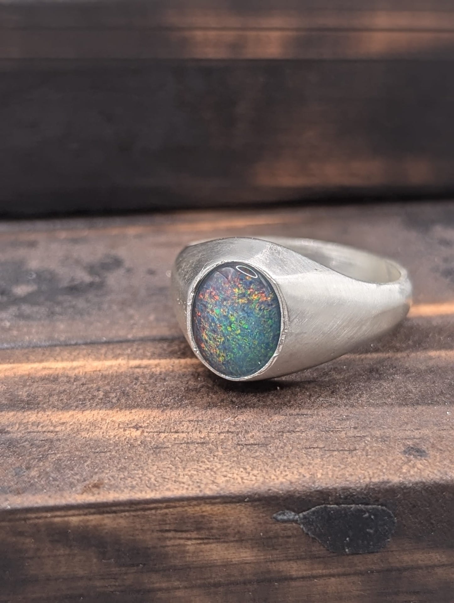 Opal Dress Ring 10 x 8mm Sterling Silver