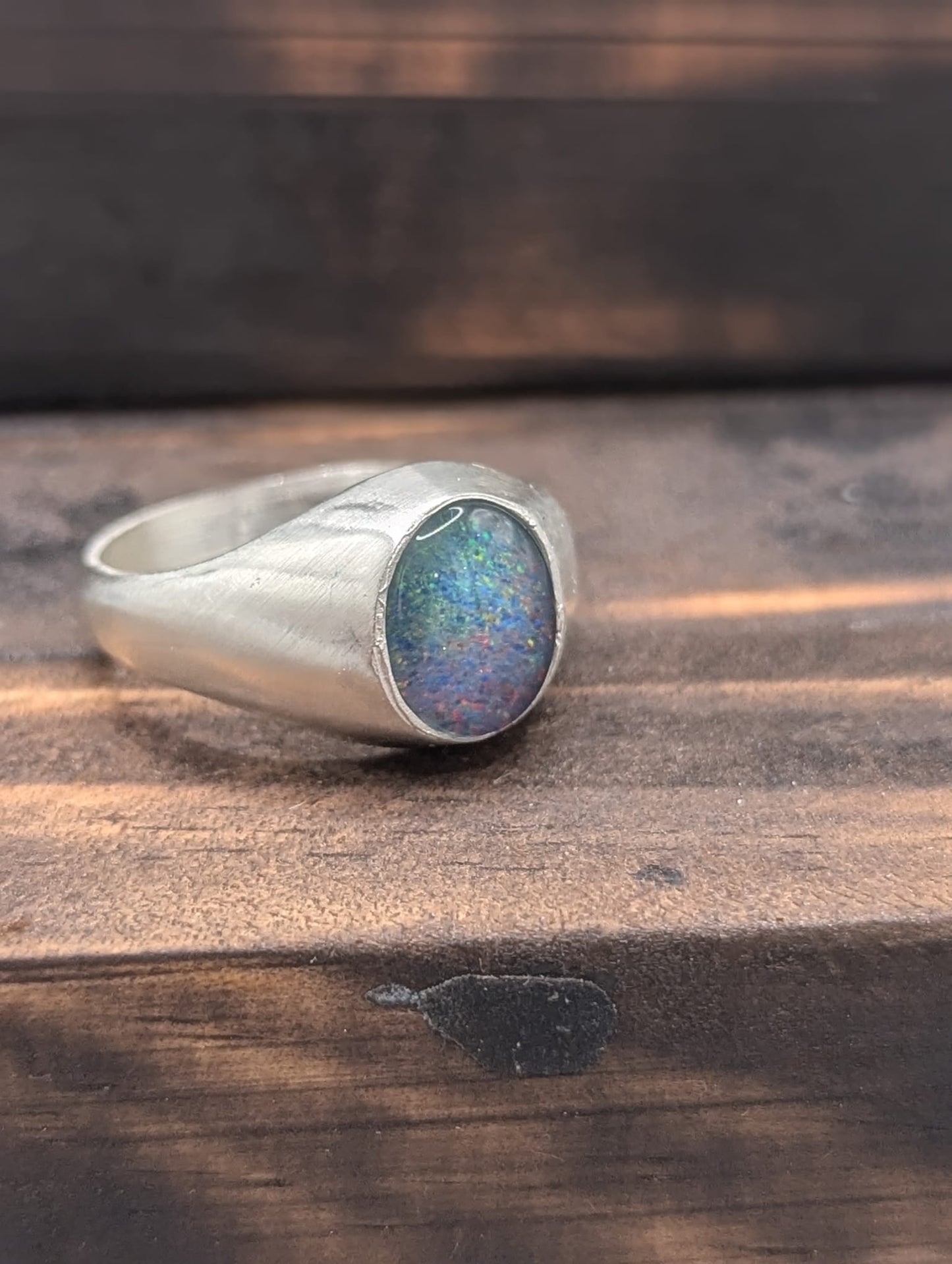 Opal Dress Ring 10 x 8mm Sterling Silver