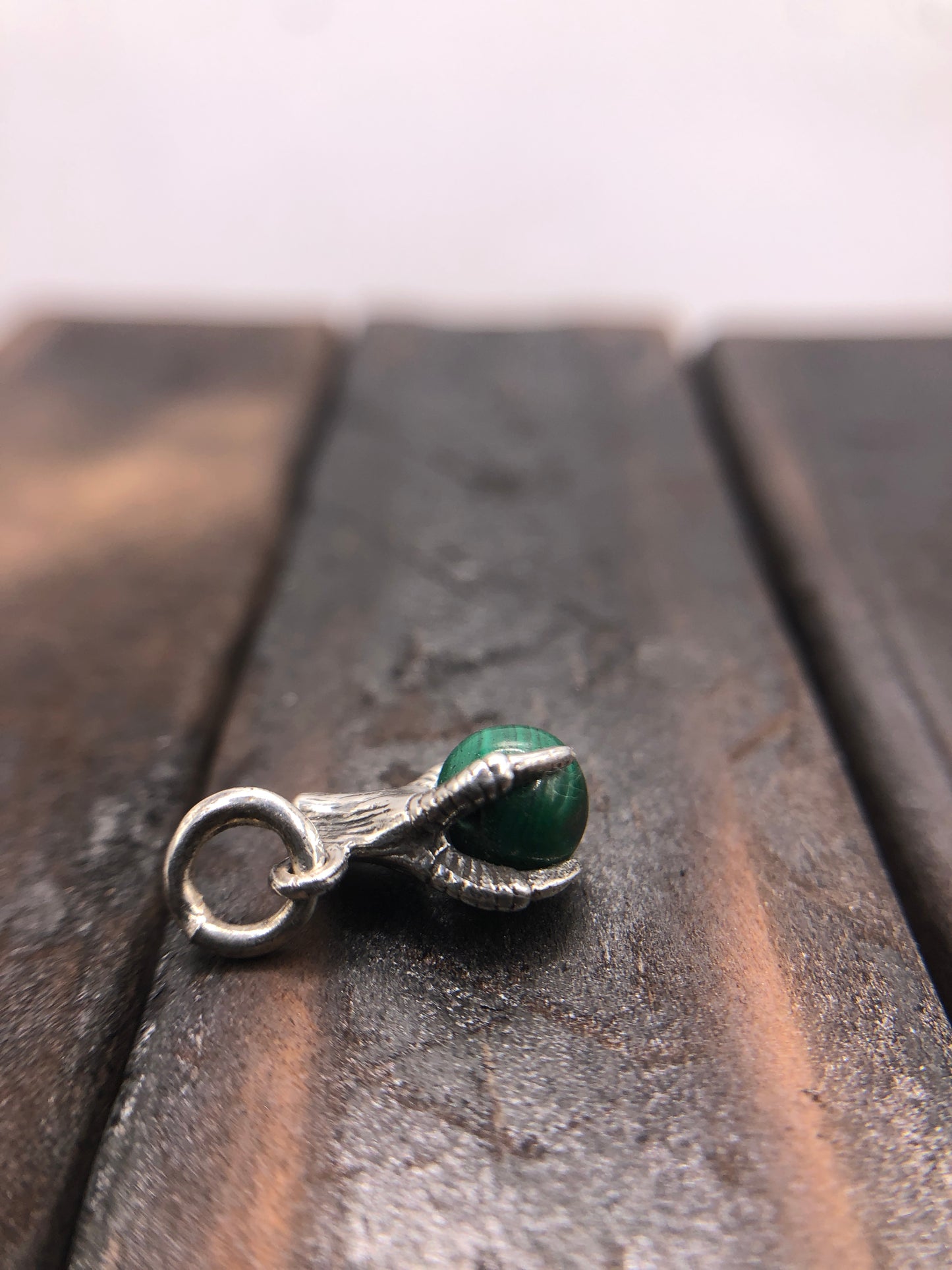 Silver Claw Talon pendant Natural Malachite