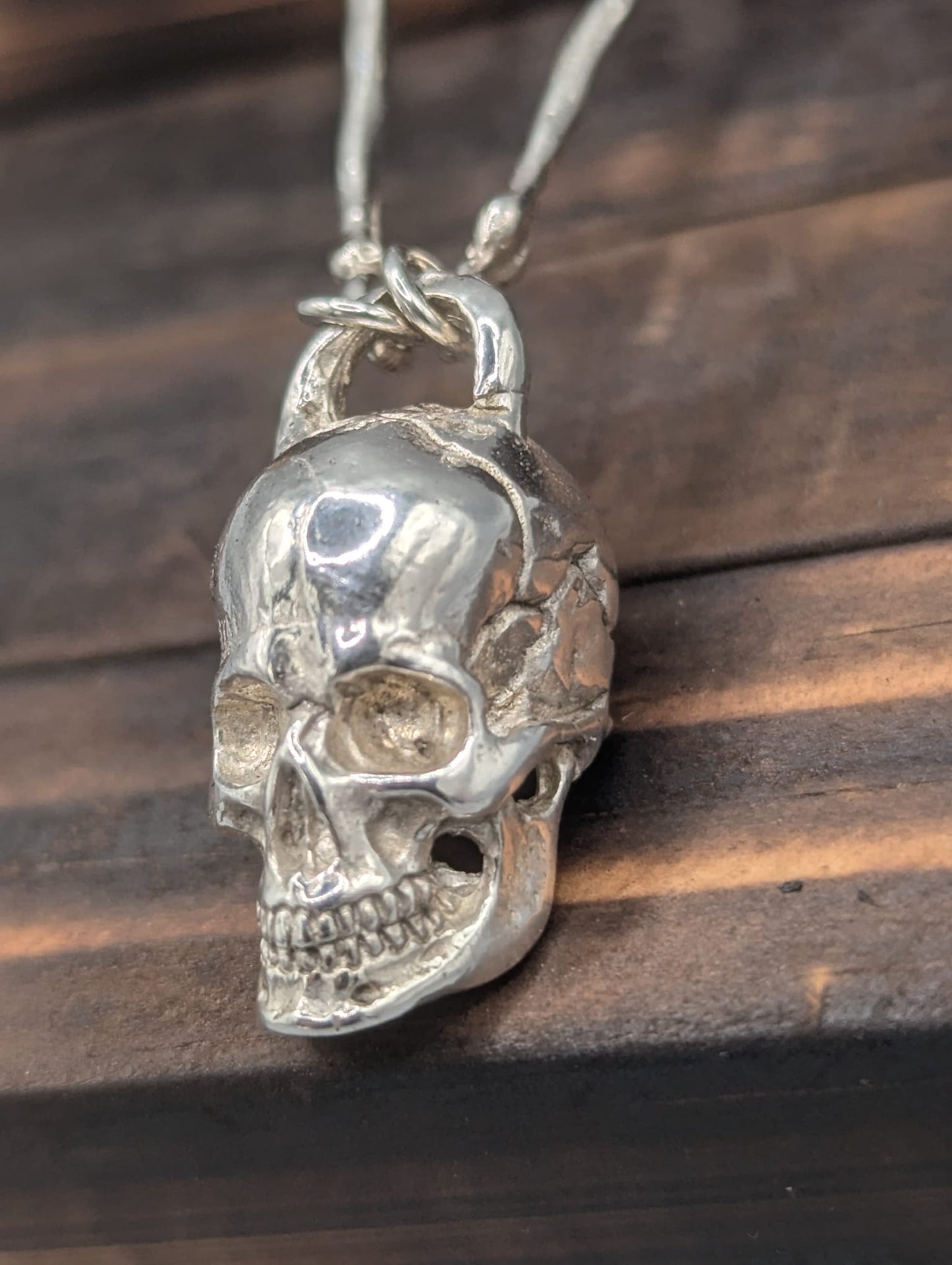 Hand Made Sterling Silver Bone Chain with Skull