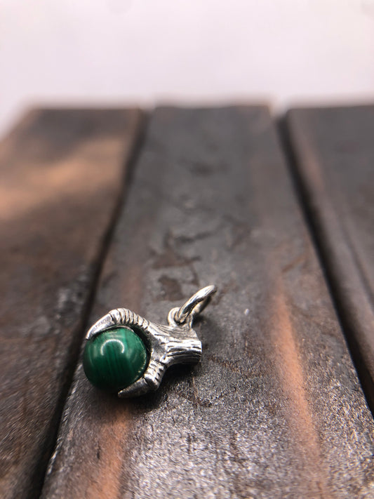 Silver Claw Talon pendant Natural Malachite