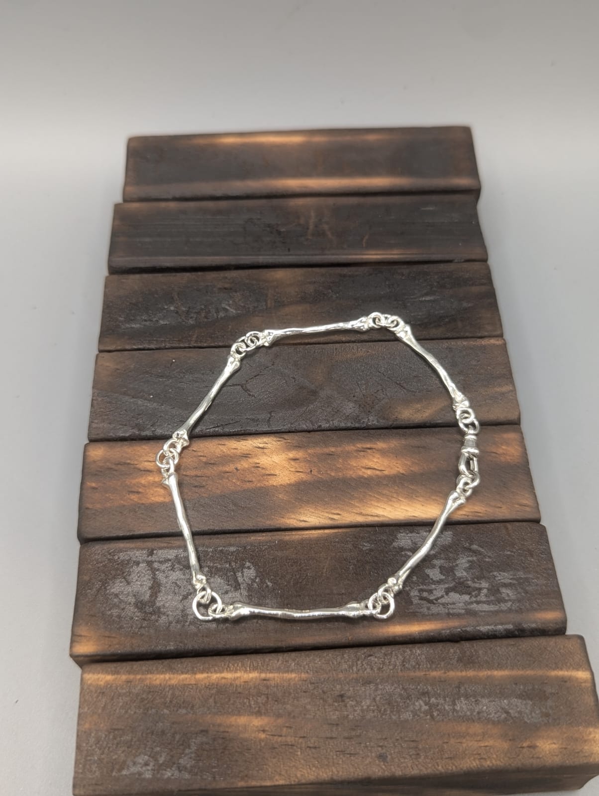 Sterling Silver Hand made Bone link bracelet