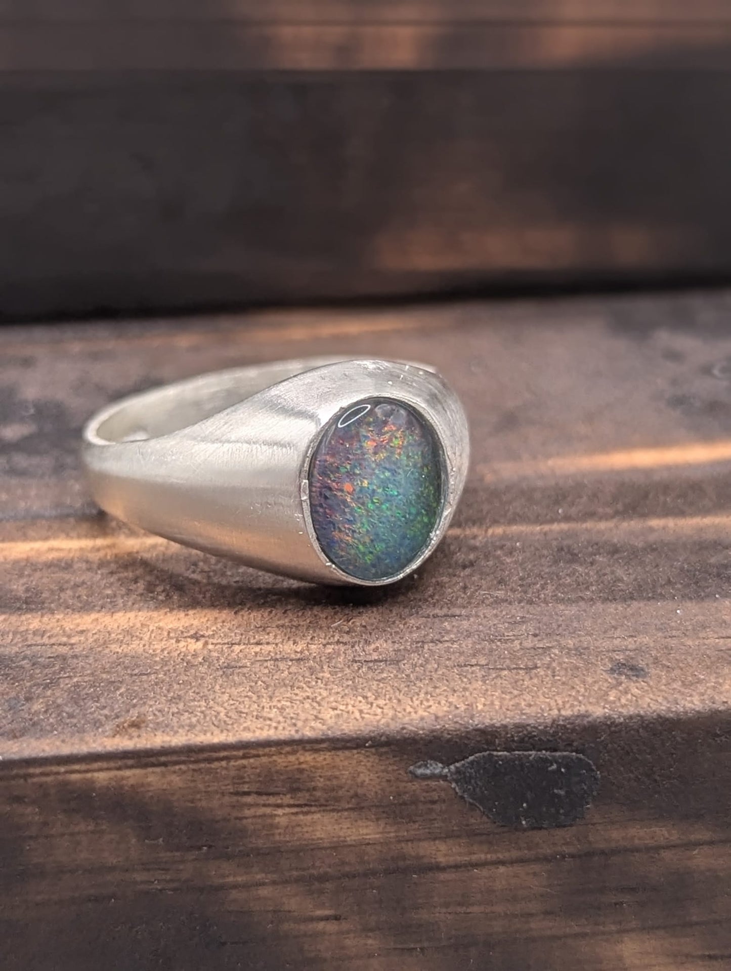 Opal Dress Ring 10 x 8mm Sterling Silver