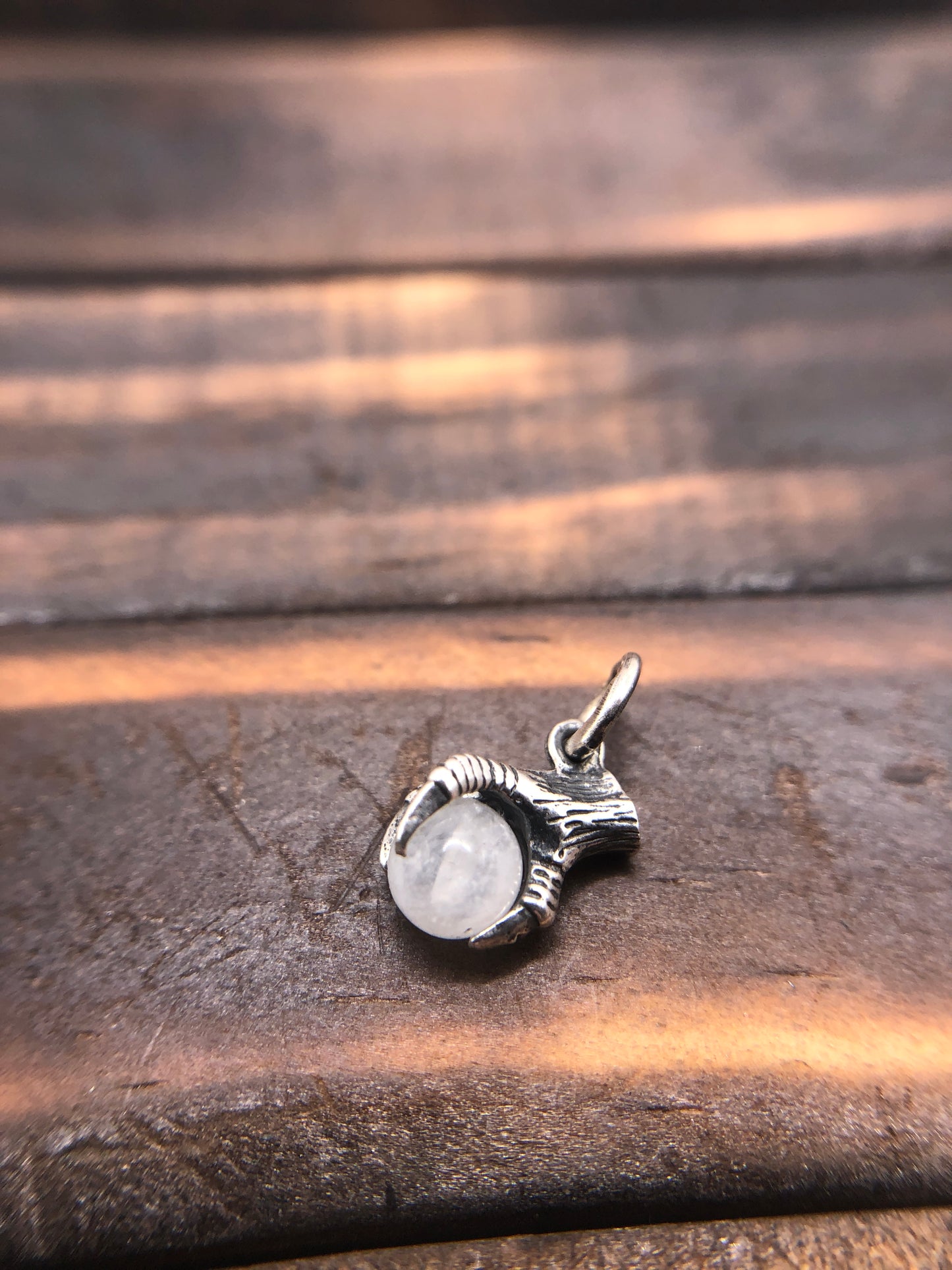 Silver Claw Talon pendant Natural Moonstone