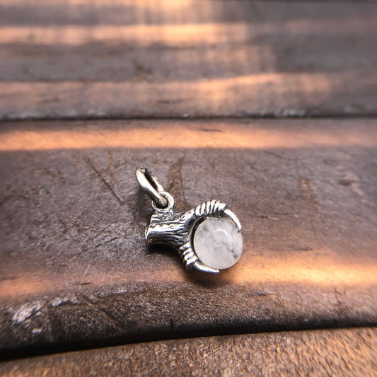 Silver Claw Talon pendant Natural Moonstone