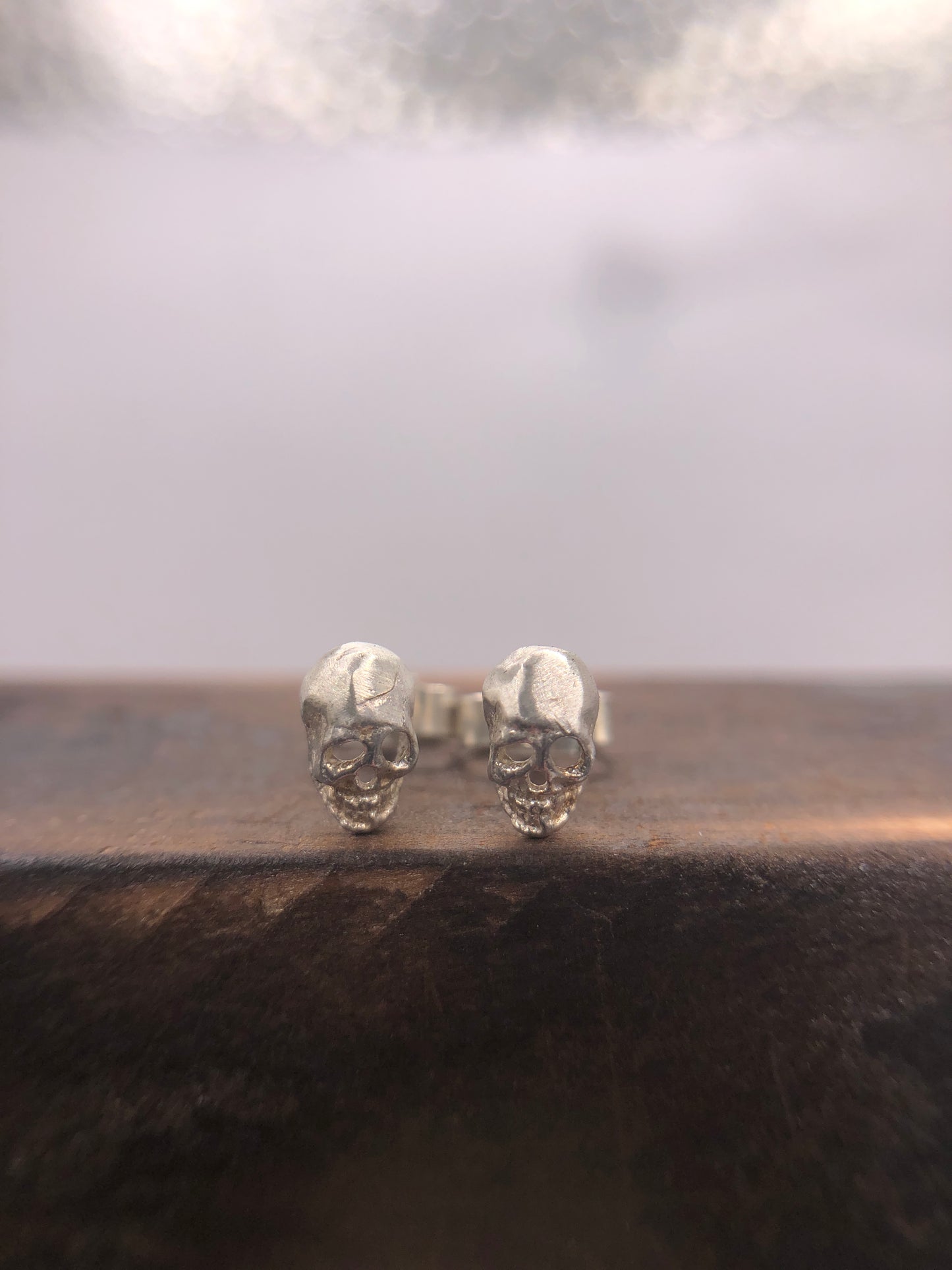 Tiny Skull Earrings Sterling Silver