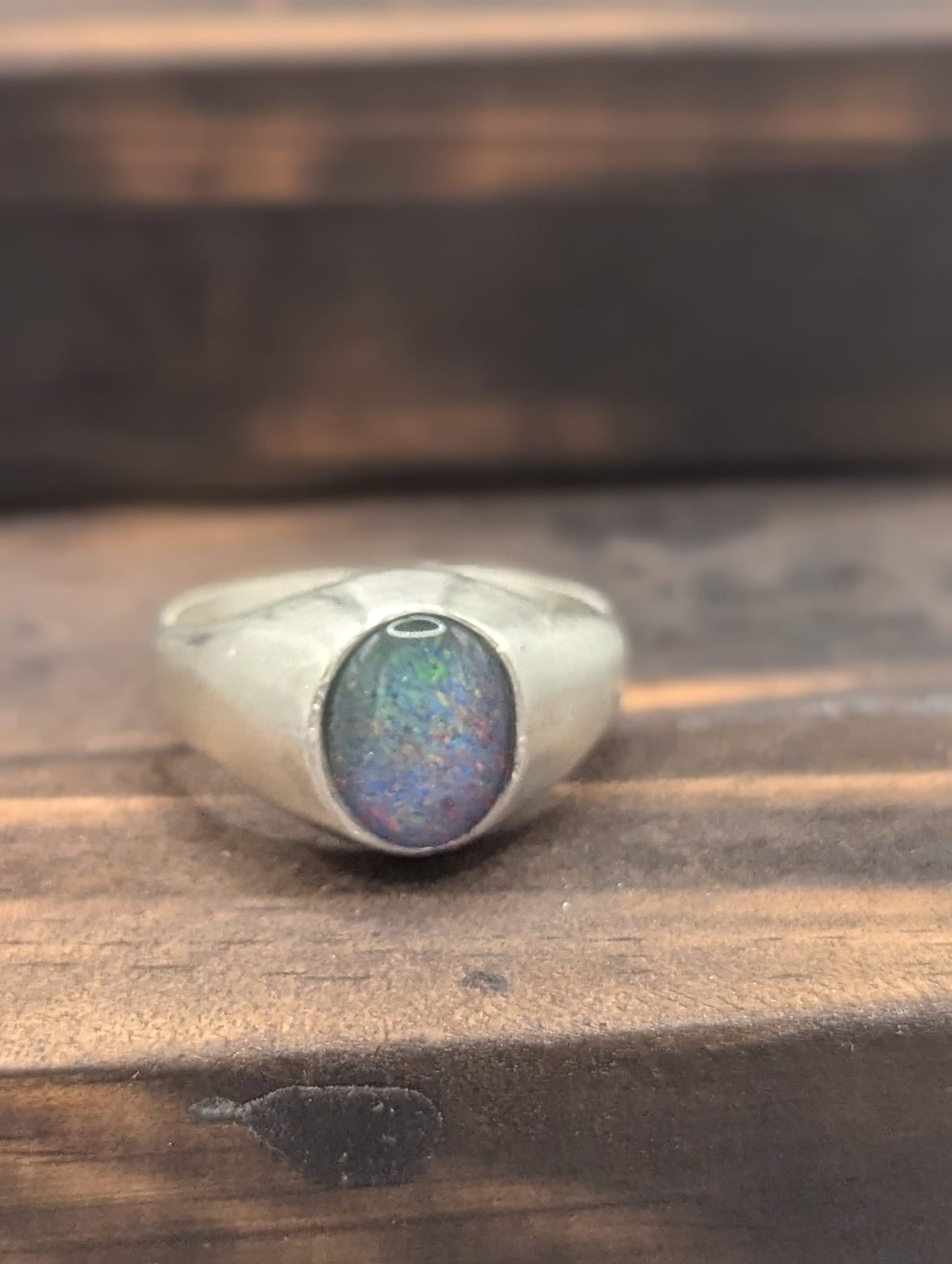 Opal Dress Ring 10 x 8mm Sterling Silver