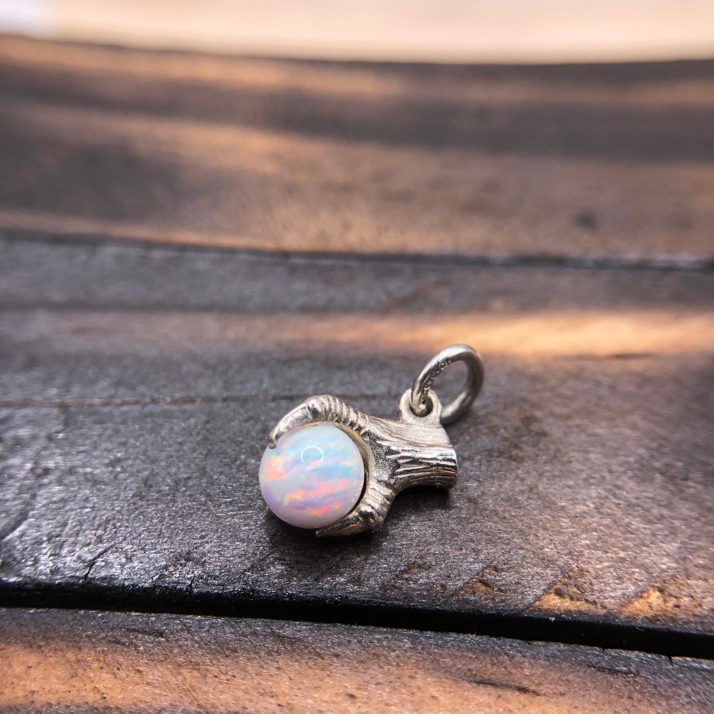 Claw Talon pendant  Synthetic White Opal