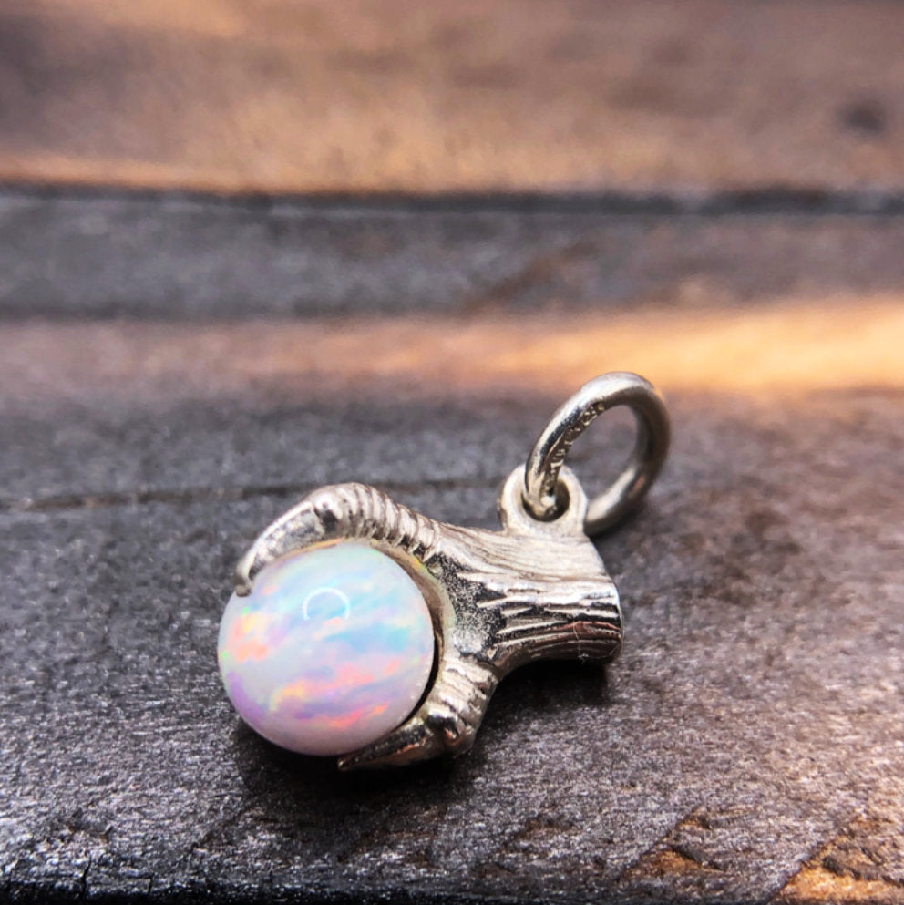 Claw Talon pendant  Synthetic White Opal