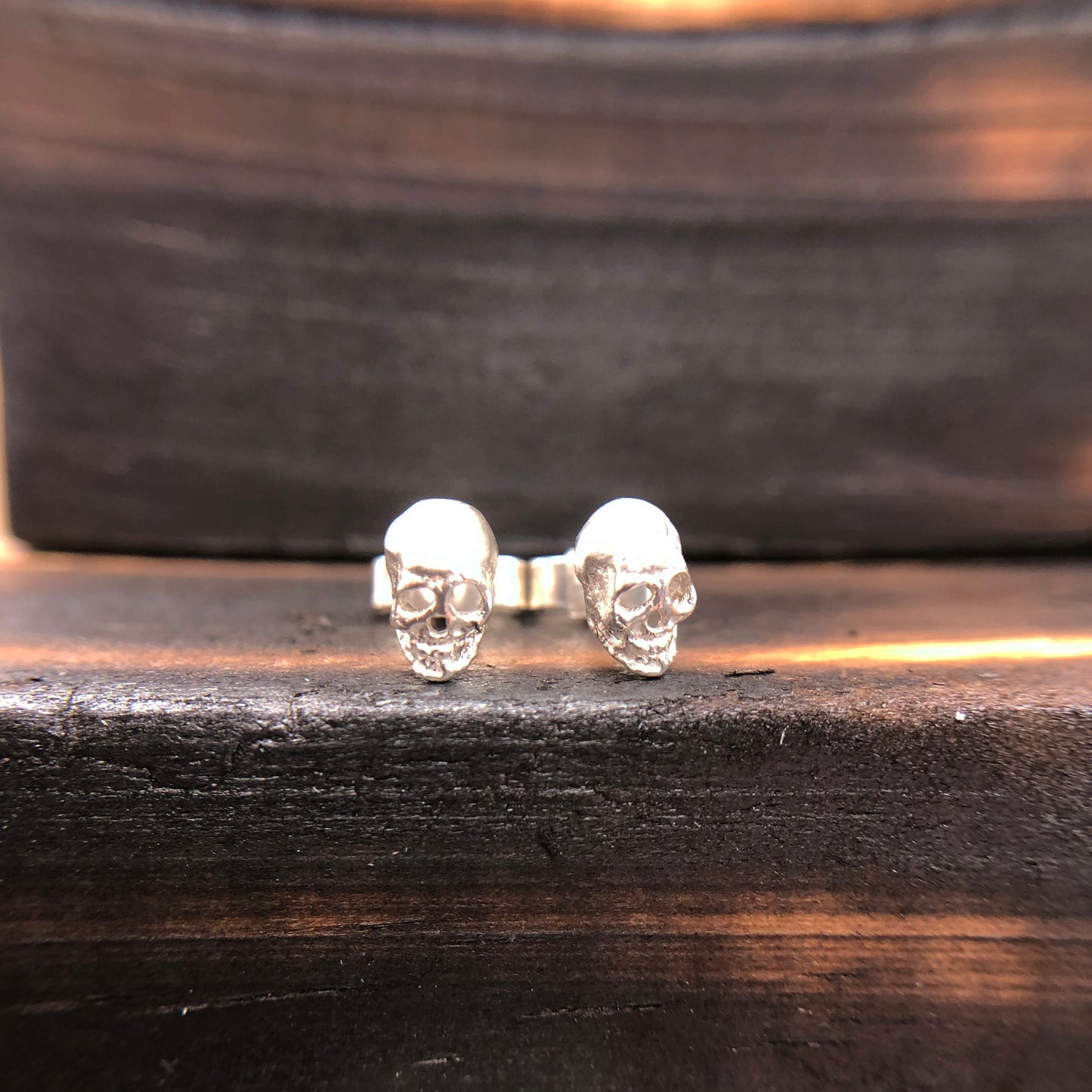 Tiny Skull Earrings Sterling Silver