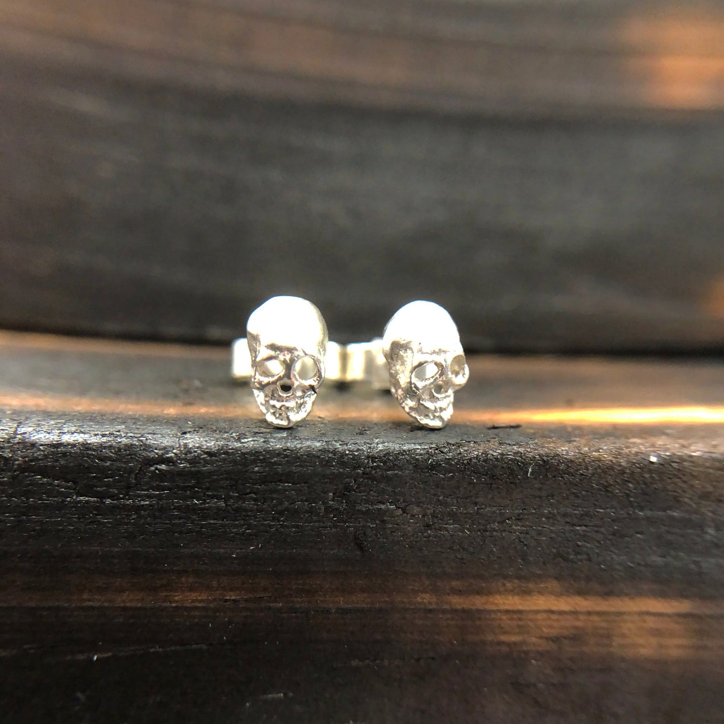 Tiny Skull Earrings Sterling Silver