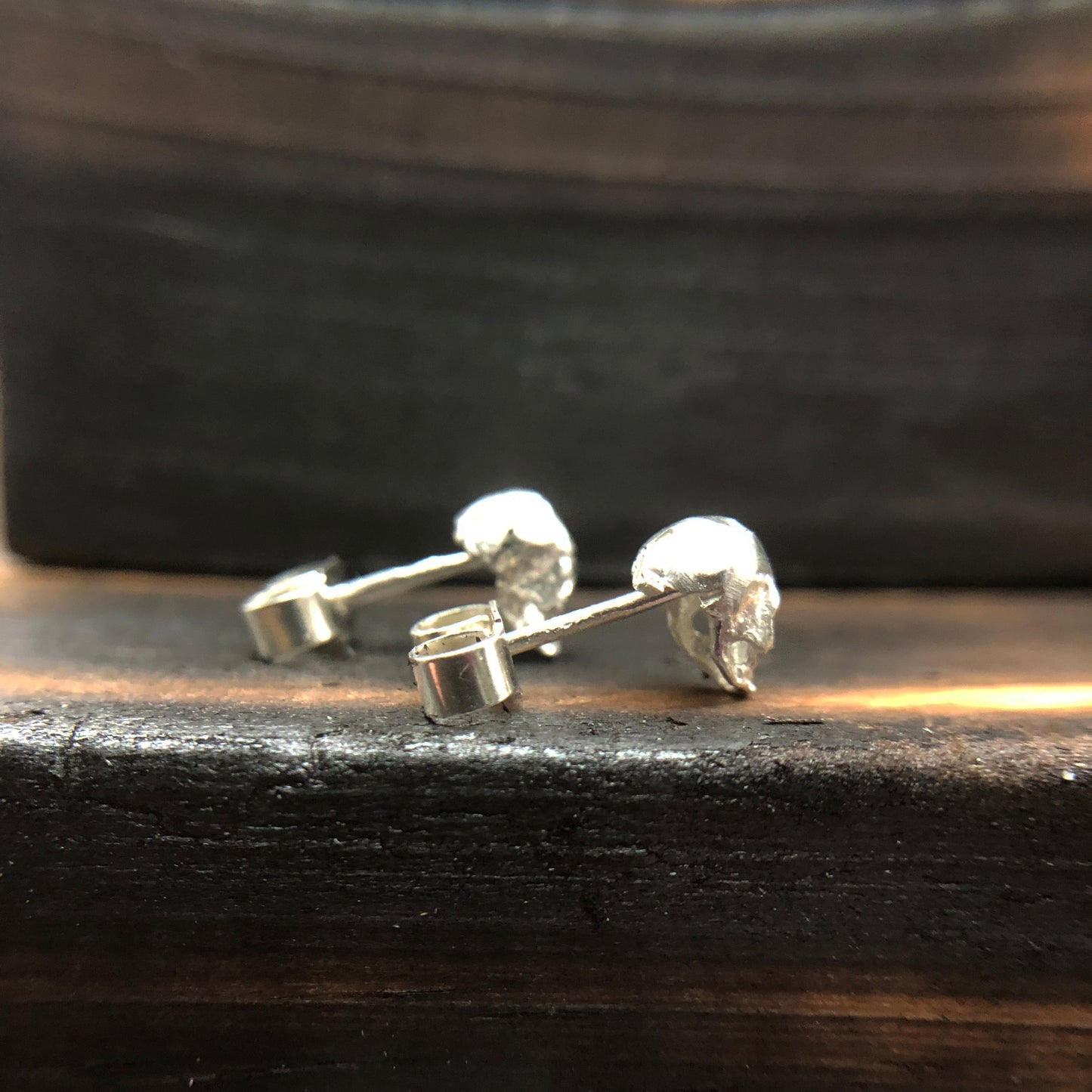 Tiny Skull Earrings Sterling Silver