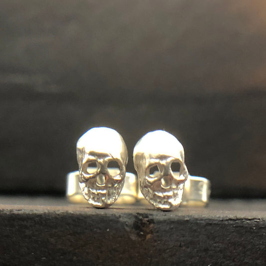 Tiny Skull Earrings Sterling Silver