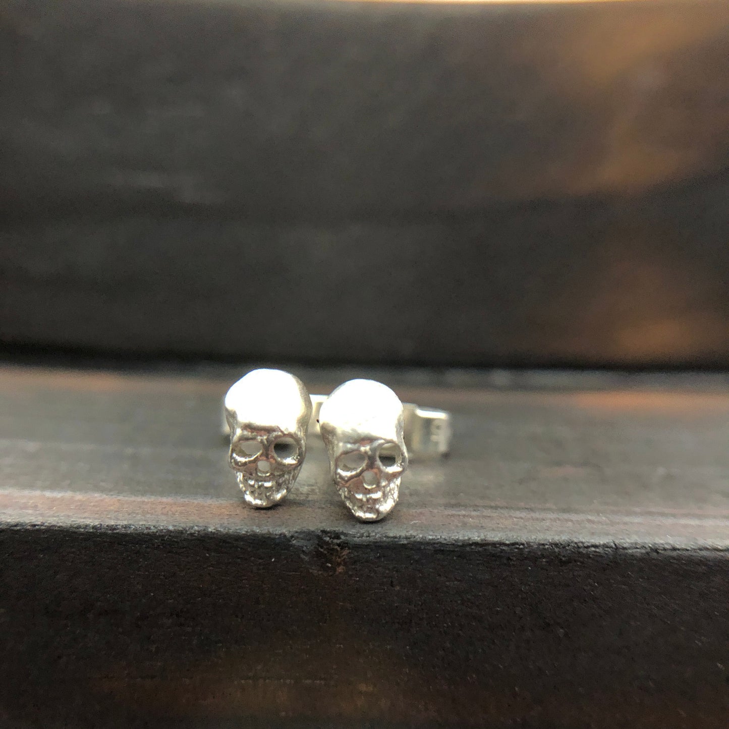 Tiny Skull Earrings Sterling Silver