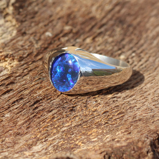 Opal Dress Ring 10 x 8mm Sterling Silver