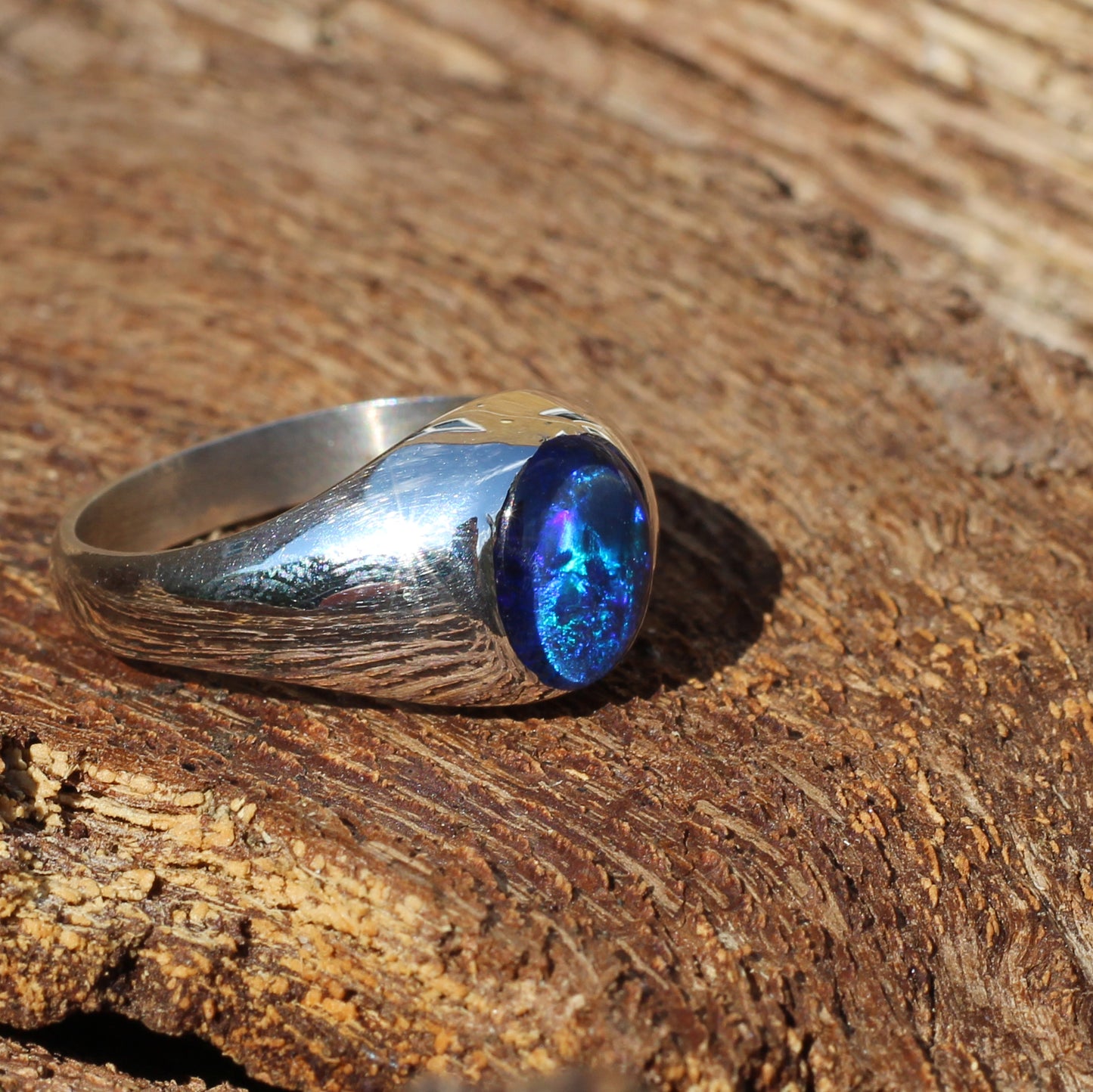 Opal Dress Ring 10 x 8mm Sterling Silver